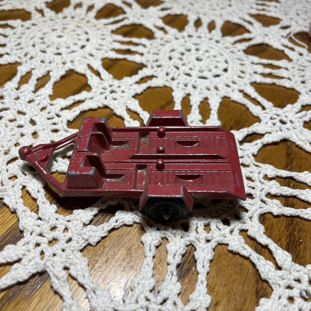 Vintage Mid-Century TootsieToy Metal Diecast 1969 Red Motorcycle Trailer